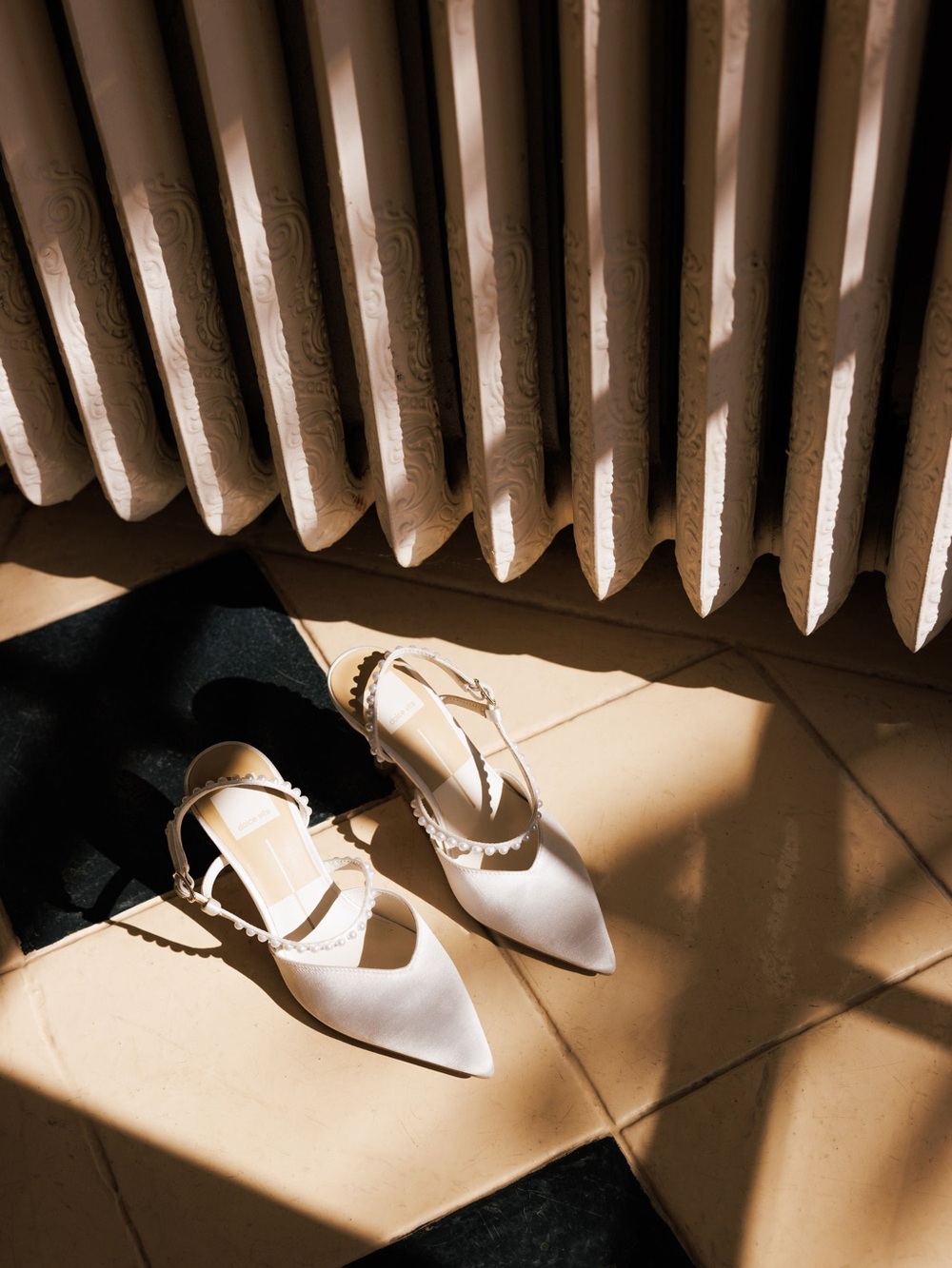 Dolce Vita Kamra Pearl White Satin heels
